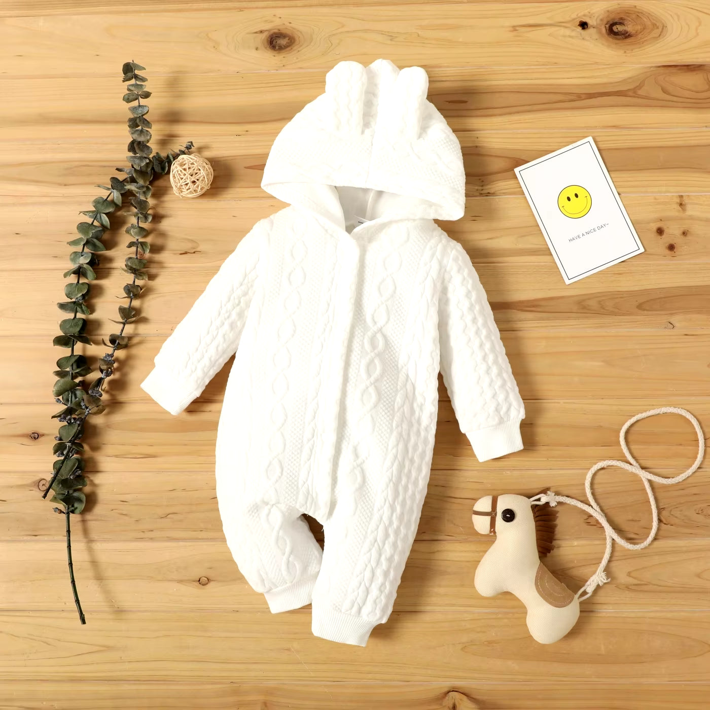 Autumn Winter Newborn Baby Romper Boys Girls Lovely Ears Hooded Long Sleeve Infant Bodysuit Warm Jumpsuit Toddler ​Girl Clothes