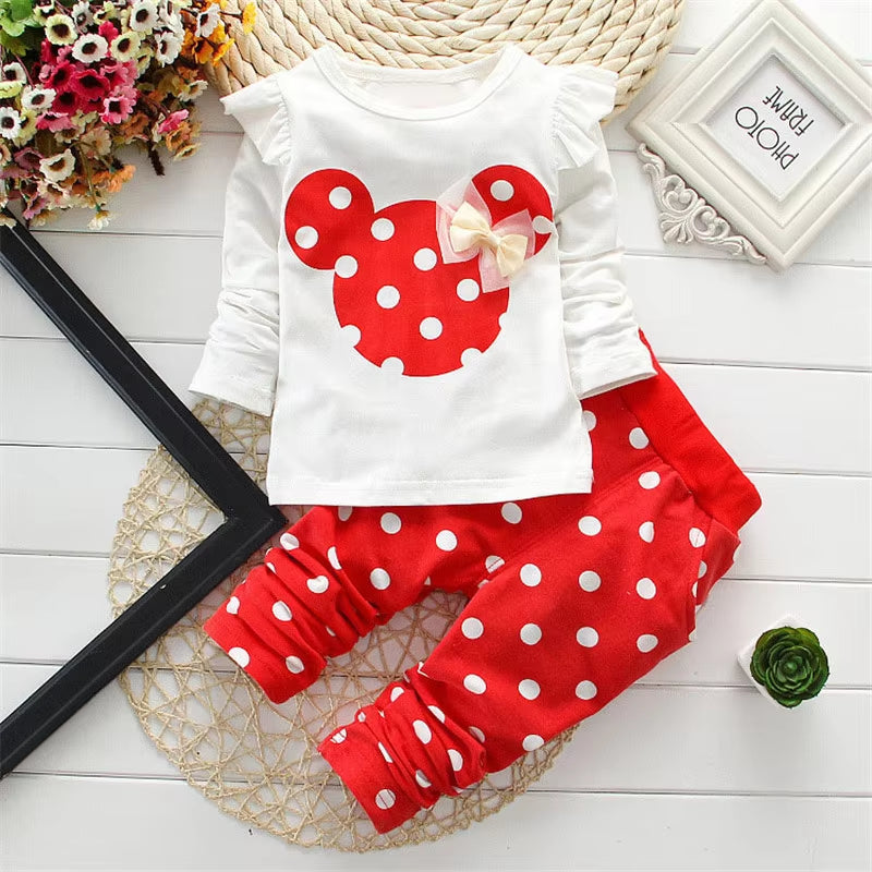 Stumbling Toddler Girl Cartoon Long Sleeved Set T-Shirt+Pants 2-Piece Children'S Fashion Baby Jacket Newborn Cotton Set