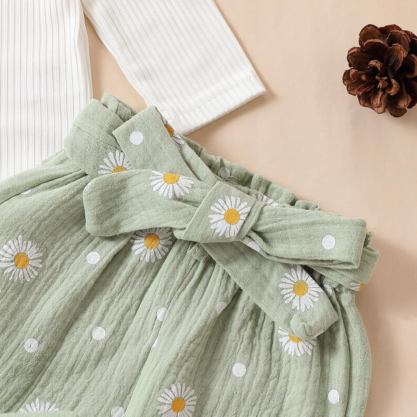 Newborn Infant Girl Clothes Rib Knit Romper Daisy Print Pants Headband Baby Clothes for Girls 0 3 6 12 18 24 Months