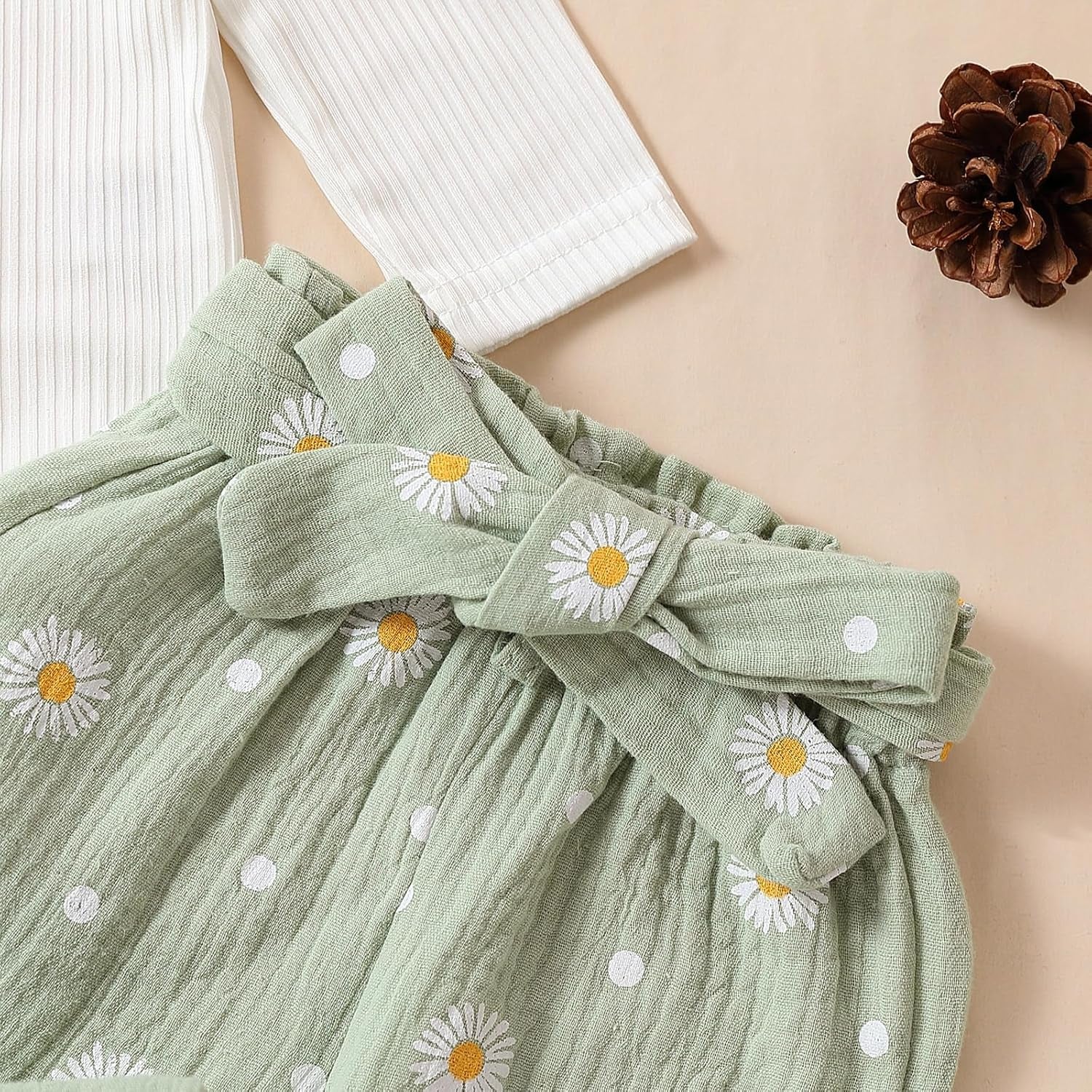 Newborn Infant Girl Clothes Rib Knit Romper Daisy Print Pants Headband Baby Clothes for Girls 0 3 6 12 18 24 Months